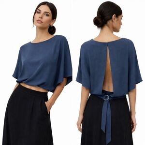 ASTR Blue Open Back Tie Top